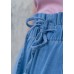 Denim Elastic Waist Pleated Ruffle Shorts